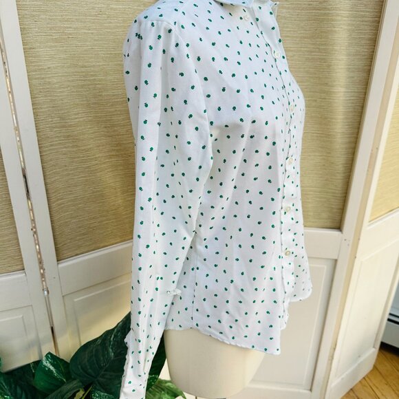 Vintage Apple Print Button-Down Oxford Shirt Green Apple Print Teacher Shirt - Picture 7 of 8